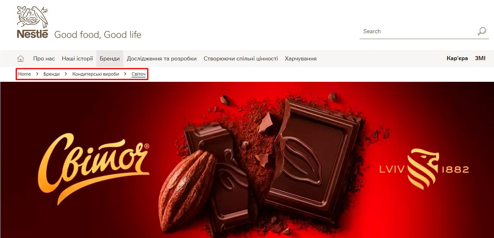 хлебные крошки на сайте